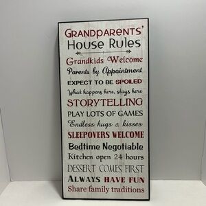 Grandparents' House Rules Wall Art - Red and Black